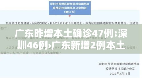 广东昨增本土确诊47例:深圳46例›广东新增2例本土确诊 广州深圳各1例 广东昨增本土确诊47例:深圳46例›广东新增2例本土确诊 广州深圳各1例
