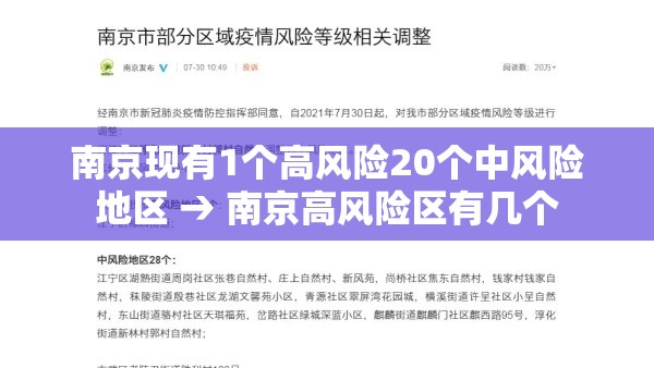 南京现有1个高风险20个中风险地区 → 南京高风险区有几个 南京现有1个高风险20个中风险地区 → 南京高风险区有几个