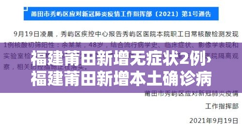 福建莆田新增无症状2例›福建莆田新增本土确诊病例 福建莆田新增无症状2例›福建莆田新增本土确诊病例
