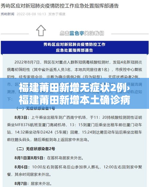 福建莆田新增无症状2例›福建莆田新增本土确诊病例 福建莆田新增无症状2例›福建莆田新增本土确诊病例
