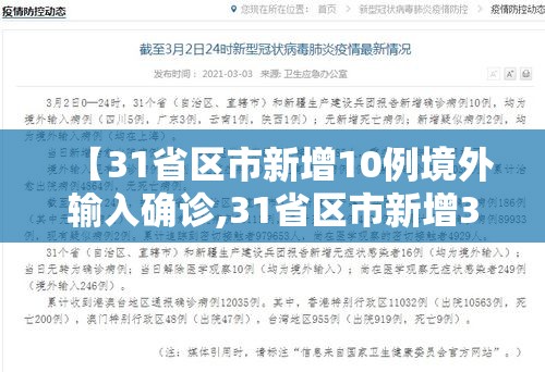 【31省区市新增10例境外输入确诊,31省区市新增33例境外输入】 【31省区市新增10例境外输入确诊,31省区市新增33例境外输入】