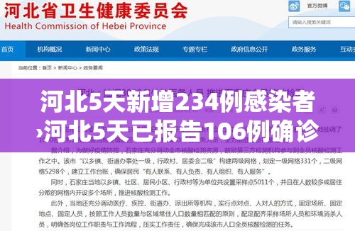 河北5天新增234例感染者›河北5天已报告106例确诊病例 河北5天新增234例感染者›河北5天已报告106例确诊病例