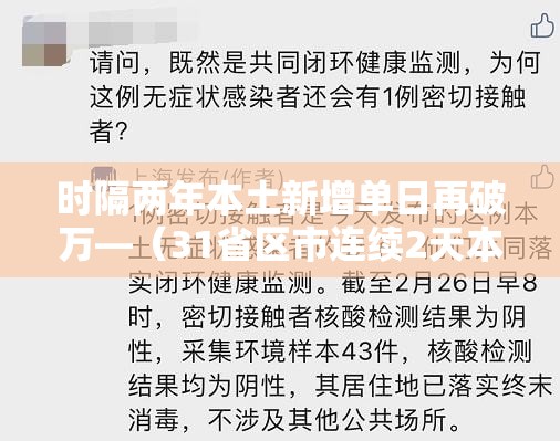时隔两年本土新增单日再破万—(31省区市连续2天本土确诊零新增) 时隔两年本土新增单日再破万—(31省区市连续2天本土确诊零新增)