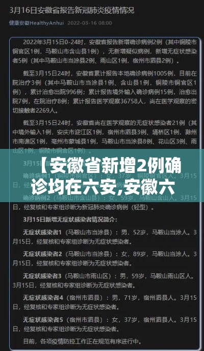 【安徽省新增2例确诊均在六安,安徽六安新增确诊病例】 【安徽省新增2例确诊均在六安,安徽六安新增确诊病例】