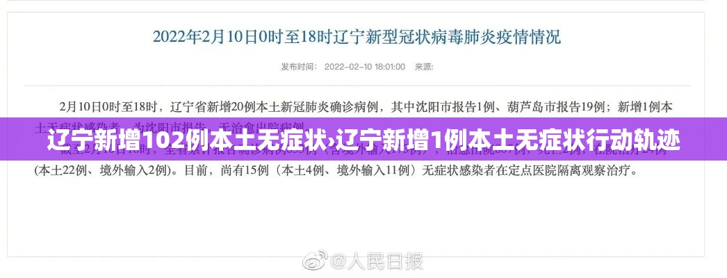 辽宁新增102例本土无症状›辽宁新增1例本土无症状行动轨迹 辽宁新增102例本土无症状›辽宁新增1例本土无症状行动轨迹