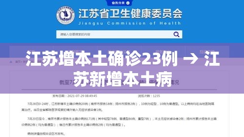 江苏增本土确诊23例 → 江苏新增本土病 江苏增本土确诊23例 → 江苏新增本土病
