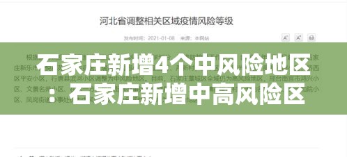 石家庄新增4个中风险地区:石家庄新增中高风险区 石家庄新增4个中风险地区:石家庄新增中高风险区
