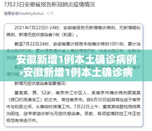 安徽新增1例本土确诊病例›安徽新增1例本土确诊病例多少 安徽新增1例本土确诊病例›安徽新增1例本土确诊病例多少