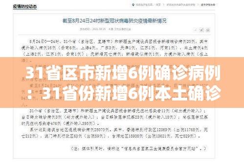 31省区市新增6例确诊病例：31省份新增6例本土确诊病例