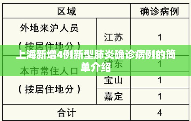 上海新增4例新型肺炎确诊病例的简单介绍 上海新增4例新型肺炎确诊病例的简单介绍