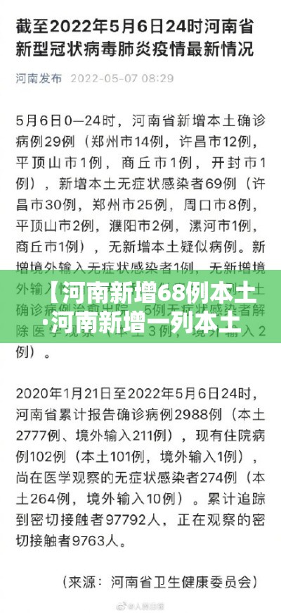 【河南新增68例本土·河南新增一列本土】 【河南新增68例本土·河南新增一列本土】