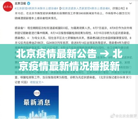 北京疫情最新公告 → 北京疫情最新情况播报新增 北京疫情最新公告 → 北京疫情最新情况播报新增