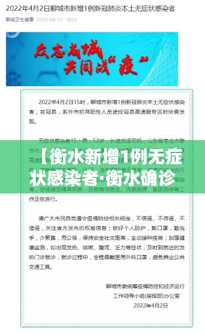【衡水新增1例无症状感染者·衡水确诊一例新型冠状病毒】 【衡水新增1例无症状感染者·衡水确诊一例新型冠状病毒】