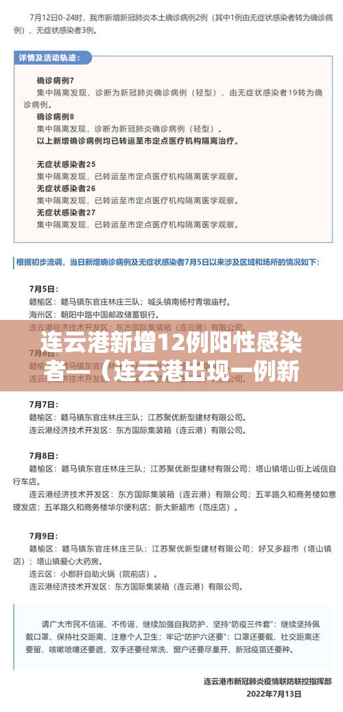 连云港新增12例阳性感染者—(连云港出现一例新型肺炎) 连云港新增12例阳性感染者—(连云港出现一例新型肺炎)