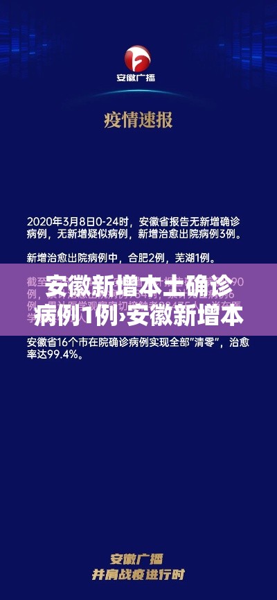 安徽新增本土确诊病例1例›安徽新增本土确诊病例1例最新消息 安徽新增本土确诊病例1例›安徽新增本土确诊病例1例最新消息
