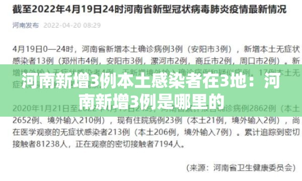 河南新增3例本土感染者在3地:河南新增3例是哪里的 河南新增3例本土感染者在3地:河南新增3例是哪里的