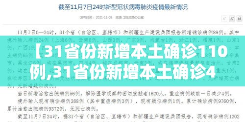 【31省份新增本土确诊110例,31省份新增本土确诊42例】 【31省份新增本土确诊110例,31省份新增本土确诊42例】