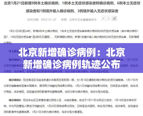 北京新增确诊病例:北京新增确诊病例轨迹公布 北京新增确诊病例:北京新增确诊病例轨迹公布